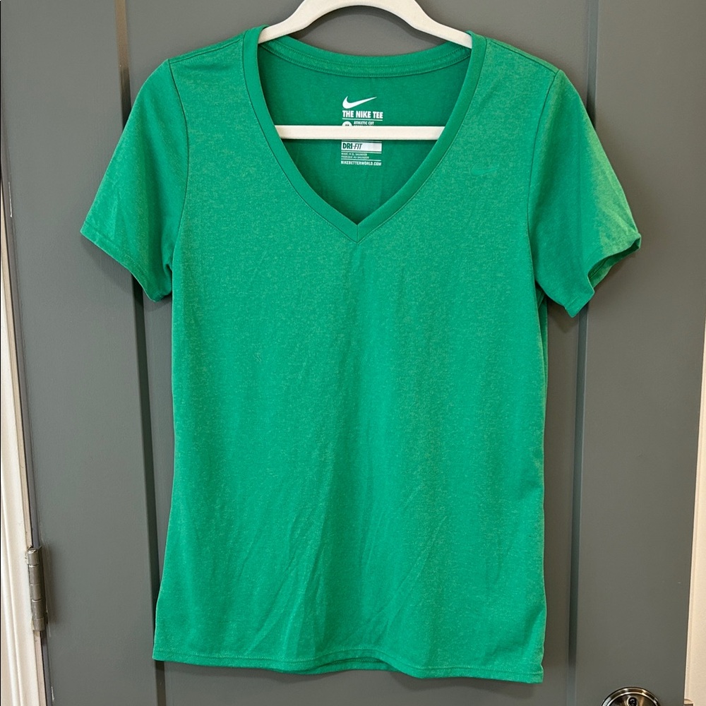 Nike Women's Vibrant Green V-Neck Tee Size Medium